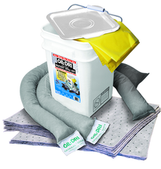 #L90435 Bucket Spill Kit--5 Gallon Bucket Contains: Socks / Perf. Pads / Disposable Bag - Absorbents - Exact Tooling