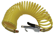 600N25A - 1/4 MPT x 25 Feet - Yellow Nylon - 1-Swivel Fitting(s) - Recoil Air Hose & Air Blow Gun Kit - Exact Tooling