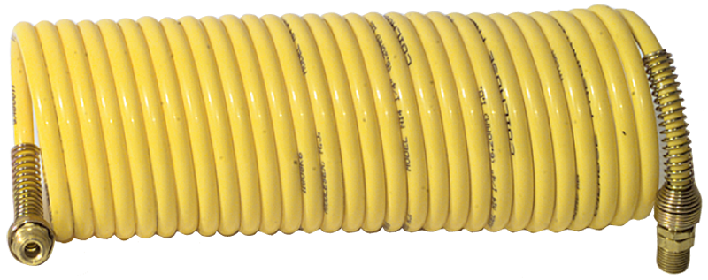 #N38-25A - 3/8 MPT x 25 Feet - Yellow Nylon - 1-Swivel x 1- Rigid Fitting(s) - Recoil Air Hose - Exact Tooling