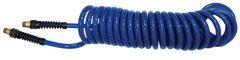 #PU1410BT - 1/4 MPT x 10 Feet - Transparent Blue Polyurethane - 1-Swivel Fitting(s) - Self-Storing Hose - Exact Tooling