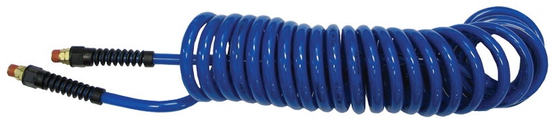 #PU1420BB - 1/4 MPT x 20 Feet - Dark Blue Polyurethane - 1-Swivel Fitting(s) - Self-Storing Hose - Exact Tooling