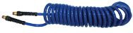 #PU3850BT - 3/8 MPT x 50 Feet - Transparent Blue Polyurethane - 1-Swivel Fitting(s) - Self-Storing Hose - Exact Tooling