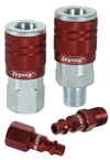 #A73458D - 1/4'' Body x 1/4 NPT (14-Pcs) - Red Industrial Coupler & Plug Kit - Exact Tooling