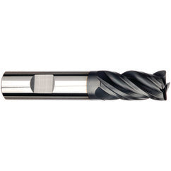 3/8 Dia. x 3 Overall Length 4-Flute .030 C/R Solid Carbide SE End Mill-Weldon Shank-Center Cut-AlCrN-X - Exact Tooling