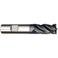 1 Dia. x 5 Overall Length 4-Flute .030 C/R Solid Carbide SE End Mill-Weldon Shank-Center Cut-AlCrN-X - Exact Tooling