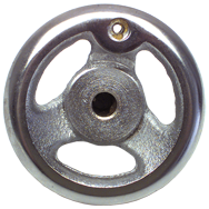 Polished Chrome Plated Handwheel - 12'' Wheel Diameter; 2-5/32'' Hub Diameter; 1/2-13 Threaded Handle Hole; 3/4'' Threaded Center Hole - Exact Tooling