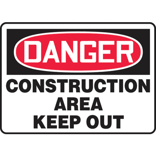 Sign, Danger Construction Area Keep Out, 7″ × 10″, Vinyl - Exact Tooling
