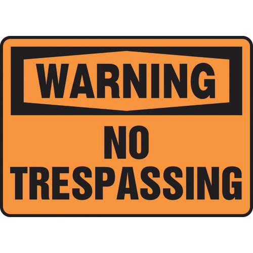 Sign, Warning No Trespassing, 10″ × 14″, Plastic - Exact Tooling