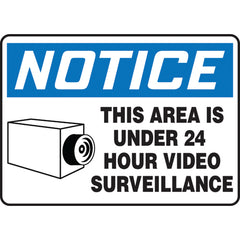 Sign, Notice This Area Under 24 Hr Video Surveillance, 7″ × 10″, Aluminum - Exact Tooling