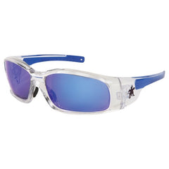Safety Glasses - Blue Mirror Lens - Clear Frame SR1 Style - Exact Tooling