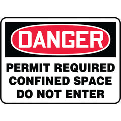Sign, Danger Permit Required Confined Space Do Not Enter, 7″ × 10″, Aluminum - Exact Tooling