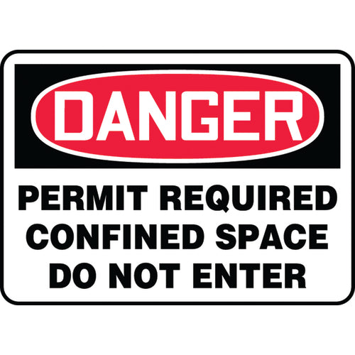 Sign, Danger Permit Required Confined Space Do Not Enter, 10″ × 14″, Plastic - Exact Tooling