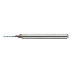MDSS0066-ACF40B 0.66 mm Dia. × 0.66 mm Shank × 7 mm Flute Length × 38 mm OAL, PVD, External Coolant, Cylindrical Solid Carbide Drill - Exact Tooling