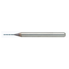 MDSS0026-ACF40B 0.26 mm Dia. × 0.26 mm Shank × 2.5 mm Flute Length × 38 mm OAL, PVD, External Coolant, Cylindrical Solid Carbide Drill - Exact Tooling