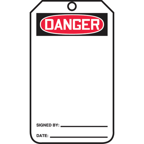 Safety Tag, Danger (Blank), 25/Pk, Cardstock - Exact Tooling