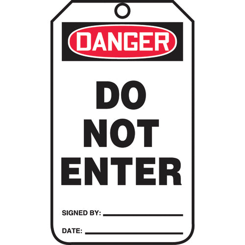Safety Tag, Danger Do Not Enter , 25/Pk, Cardstock - Exact Tooling