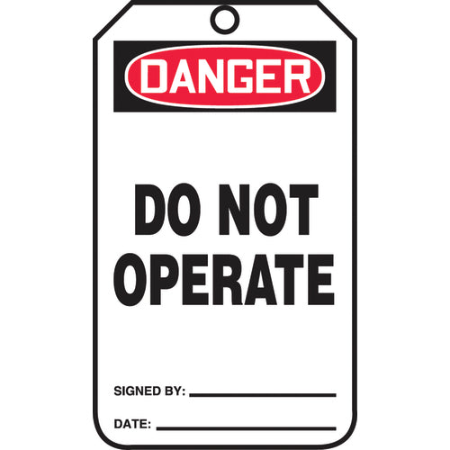Safety Tag, Danger Do Not Operate , 25/Pk, Cardstock - Exact Tooling