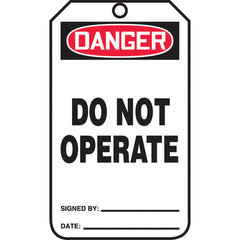 Safety Tag, Danger Do Not Operate , 25/Pk, Cardstock - Exact Tooling