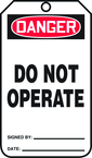 Safety Tag, Danger Do Not Operate , 25/Pk, Plastic - Exact Tooling