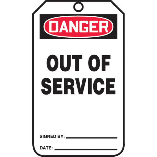 Safety Tag, Danger Out Of Service, 25/Pk, Cardstock - Exact Tooling