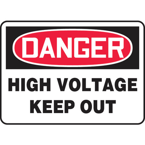 Sign, Danger High Voltage Keep Out, 7″ × 10″, Vinyl - Exact Tooling
