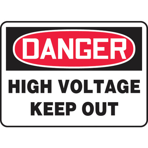 Sign, Danger High Voltage Keep Out, 7″ × 10″, Aluminum - Exact Tooling