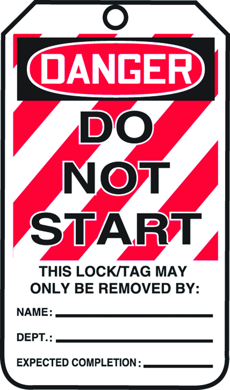 Lockout Tag, Danger Do Not Start, 25/Pk, Plastic - Exact Tooling