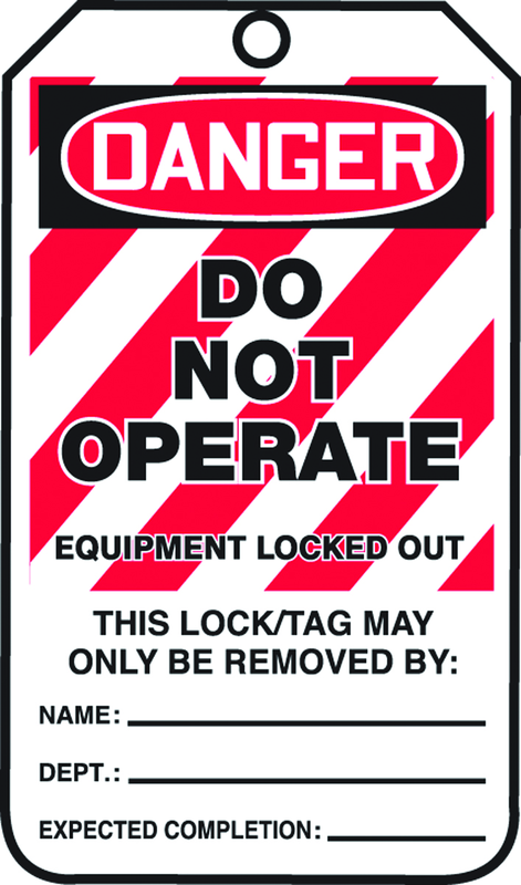 Lockout Tag, Danger Do Not Operate Equipment Locked Out, 25/Pk, Plastic - Exact Tooling