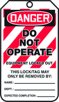 Lockout Tag, Danger Do Not Operate Equipment Locked Out, 25/Pk, Laminate - Exact Tooling
