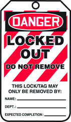 Lockout Tag, Danger Locked Out, 25/Pk, Laminate - Exact Tooling