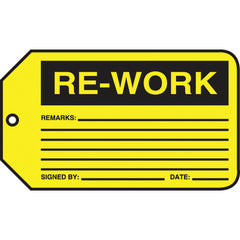 Production Control Tag, Re-Work, 25/Pk, Cardstock - Exact Tooling