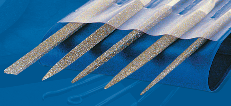 2-3/4'' Diamond Length - 5-1/2'' OAL (Various) - Coarse Grit - 5 pc. Set Diamond Needle File - Exact Tooling