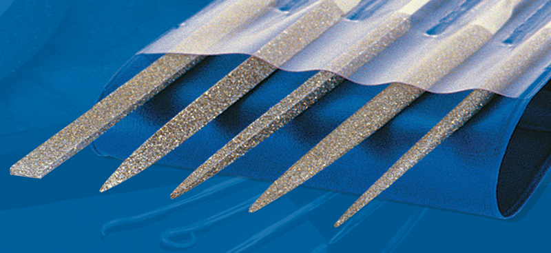 2-3/4'' Diamond Length - 5-1/2'' OAL (Various) - Medium Grit - 5 pc. Set Diamond Needle File - Exact Tooling