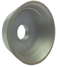 5 x 1-3/4 x 1-1/4'' - 1/8'' Abrasive Depth - 120 Grit - Type 11V9 Flaring Cup Diamond Wheel - Exact Tooling
