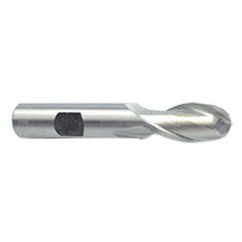 7/8'' Dia. - 4-1/4'' OAL - Uncoated HSS - Ball End SE EM - 2 FL - Exact Tooling