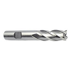 22mm Dia. x 4-1/8 Overall Length 4-Flute Square End High Speed Steel SE End Mill-Round Shank-Non-Center Cut-Uncoated - Exact Tooling