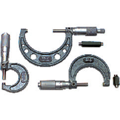 0-3″ Measuring Range-0.0001″ Graduation - Ratchet/Friction Thimble - Carbide Face - Outside Micrometer Set - Exact Tooling