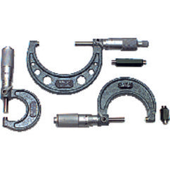 0-3″ Measuring Range-0.0001″ Graduation - Ratchet/Friction Thimble - Carbide Face - Outside Micrometer Set - Exact Tooling