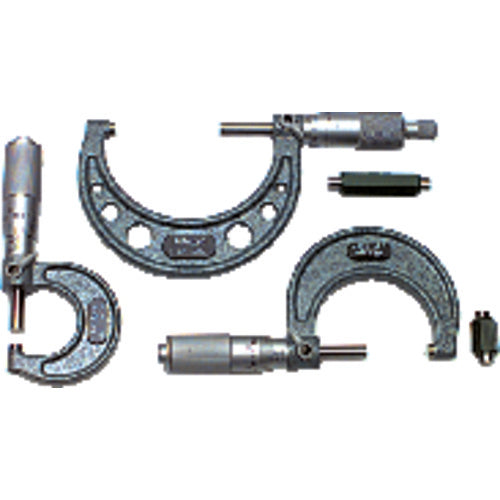 0-3″ Measuring Range-0.001″ Graduation - Ratchet Thimble - Carbide Face - Outside Micrometer Set - Exact Tooling