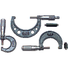 0-3″ Measuring Range-0.001″ Graduation - Ratchet Thimble - Carbide Face - Outside Micrometer Set - Exact Tooling