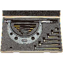 36″-42″ Measuring Range-0.001″ Graduation - Ratchet Thimble - Carbide Face - Interchangeable Anvil Micrometer - Exact Tooling