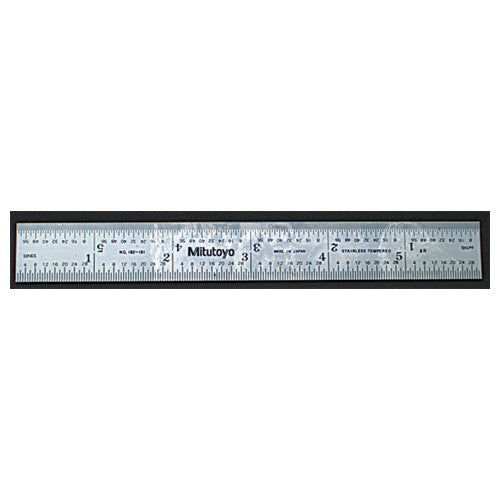 ‎Satin Chrome Finish Full Flex Steel Rule- Model 182-271-60 mm Length - MM Graduation-3/4 Width - Exact Tooling
