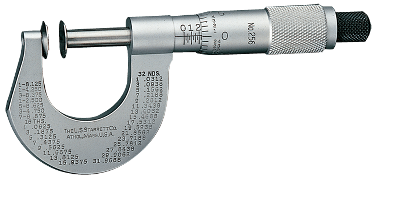 #256MRL-50 -  25 - 50mm Measuring Range - .01mm Graduation - Ratchet Thimble - High Speed Steel  Face - Disc Micrometer - Exact Tooling