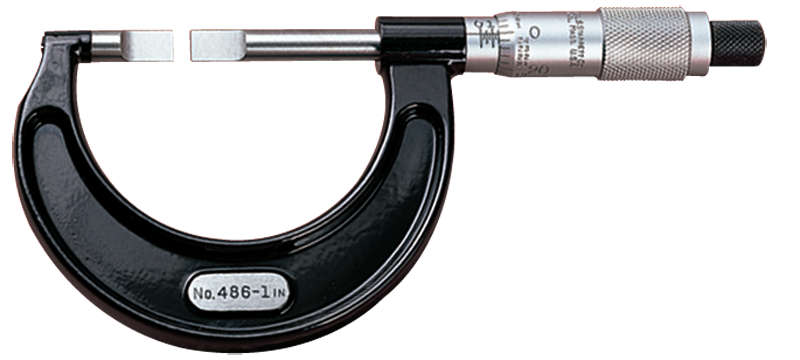 #486P-6 - 5 - 6'' Measuring Range - .001 Graduation - Ratchet Thimble - High Speed Steel Face - Blade Micrometer - Exact Tooling