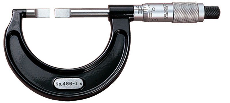 #486P-2 - 1 - 2'' Measuring Range - .001 Graduation - Ratchet Thimble - High Speed Steel Face - Blade Micrometer - Exact Tooling