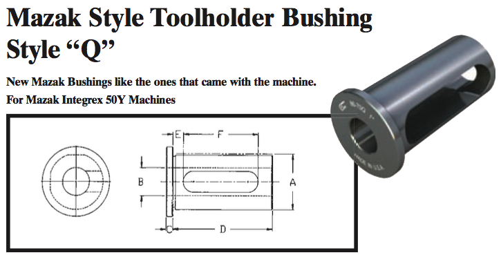 Mazak Style "Q" Toolholder Bushing  - (OD: 50mm x ID: 3/4") - Part #: CNC 86-70QM 3/4" - Exact Tooling