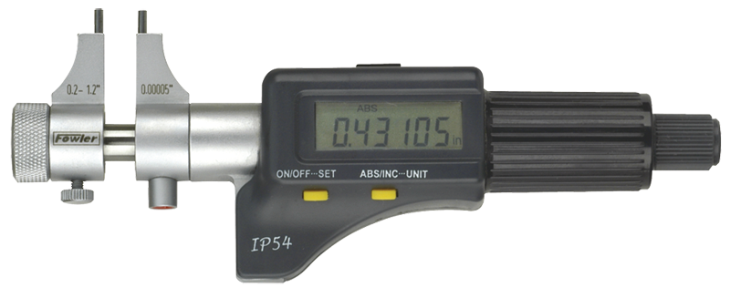 .2 - 1.2'' Measuring Range - .00005/.001mm Resolution - Friction Thimble - Hardened & Ground Face -  Electronic Inside Micrometer - Exact Tooling