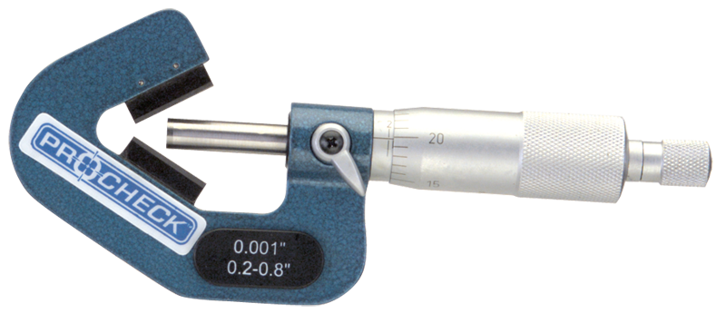 1.4 - 2'' Measuring Range - .001 Graduation - Ratchet Thimble - High Speed Steel Face - 3-Flute V-Anvil Micrometer - Exact Tooling