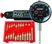 Kit Contains: 1" Procheck Indicator; Mighty Mag Base; And 22 Piece Contact Point Kit - Economy Indicator/Magnetic Base Set - Exact Tooling