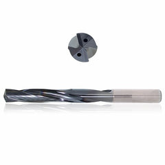 0.4375 mm Dia. × 12 mm Shank × 330 mm Flute Length × 380 mm OAL, 25xD, 135°, Sistral, 2 Flute, Coolant Thru, h6, Cylindrical, Solid Carbide Drill - Exact Tooling
